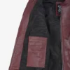 Women's Burgundy Leather Biker Style Jacket