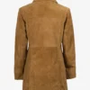 Women's 3/4 Length Button Down Brown Suede Coat