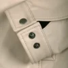 Mens Classic Shirt Collar Beige Harrington Leather Jacket