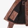 Women's Cognac Waxed Real Leather Biker Style Jacket