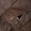 Reeves Mens Shirt Collar Brown Leather Jacket