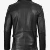 Mens Real Leather Three Button Black Blazer