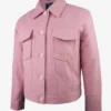 Women’s Classic Pink Wool Button-Up Jacket - Trucker Style