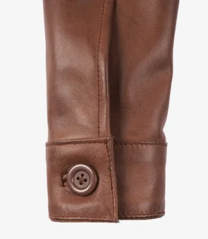 Womens Cropped Cognac Leather Jacket