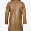 Mens Real Leather 3/4 Length Camel Brown Coat
