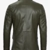 Mens Two Button Olive Green Leather Blazer