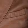 Mens Two Button Cognac Leather Blazer - Notch Lapel