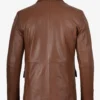 Mens Exclusive Two Button Real Leather Cognac Blazer