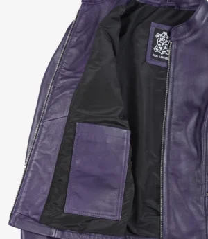 Rachel Womens Purple Biker Style Leather Jacket