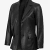Shannon Women's Two Button Black Leather Blazer