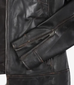 Dodge Womens Distressed Brown Biker Style Leather Jacket