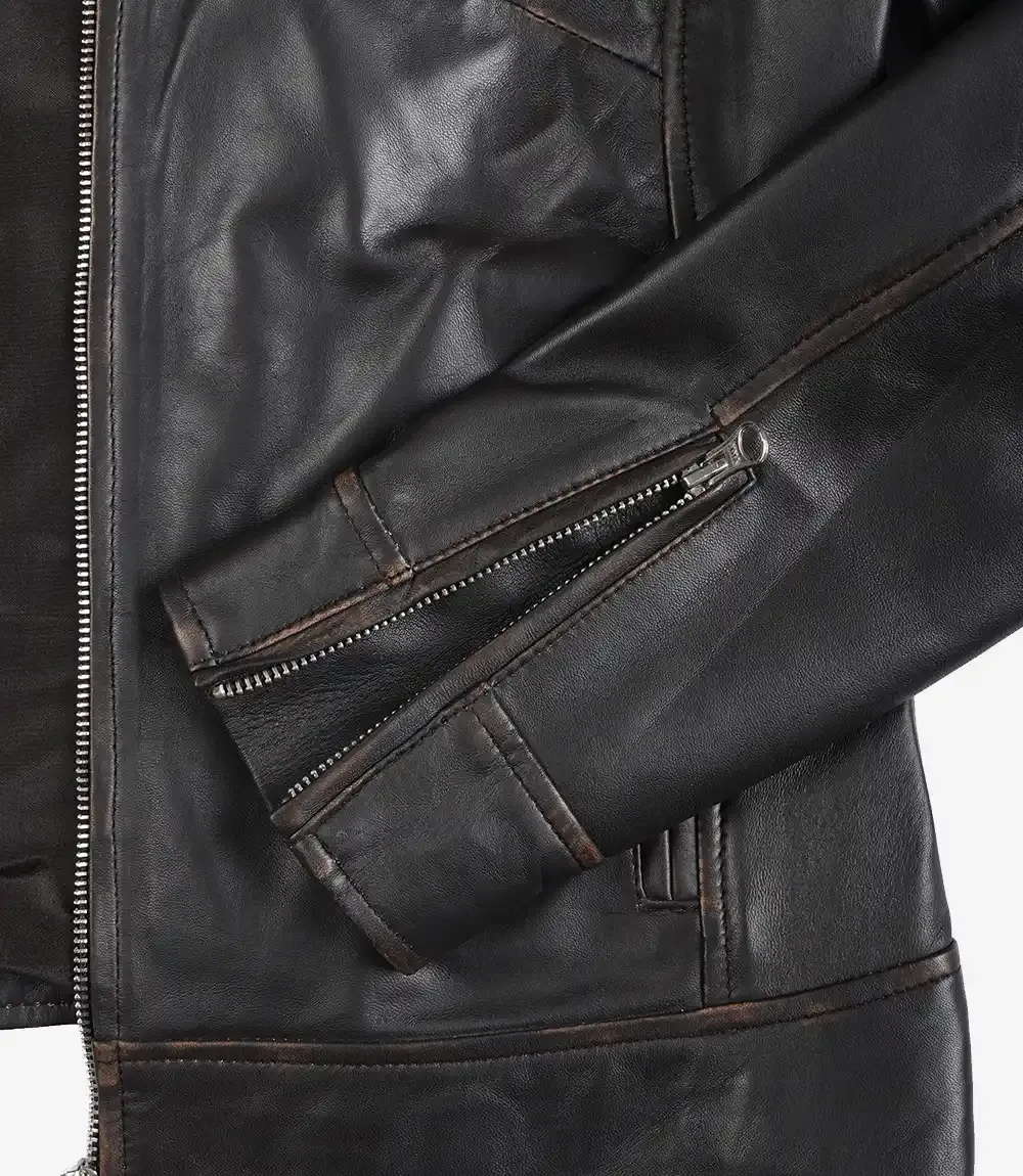 Dodge Womens Distressed Brown Biker Style Leather Jacket Dodge Womens Distressed Brown Biker Style Leather Jacket