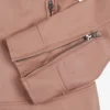 Dodge Light Pink Biker Style Leather Jacket for Women
