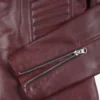 Women's Burgundy Leather Biker Style Jacket