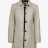 Women's Real Leather Off White 3/4 Length Coat