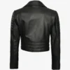 Women Asymmetrical Black Cropped Biker Style Leather Jacket