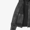 Maude Black Textured Leather Jacket for Women
