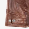 Women's Cognac Waxed Real Leather Biker Style Jacket