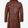 Mens Real Leather 3/4 Length Cognac Coat