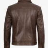 Reeves Mens Shirt Collar Brown Leather Jacket
