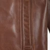 Men's Distressed Brown Biker Style Leather Jacket - Quilted Shoulder