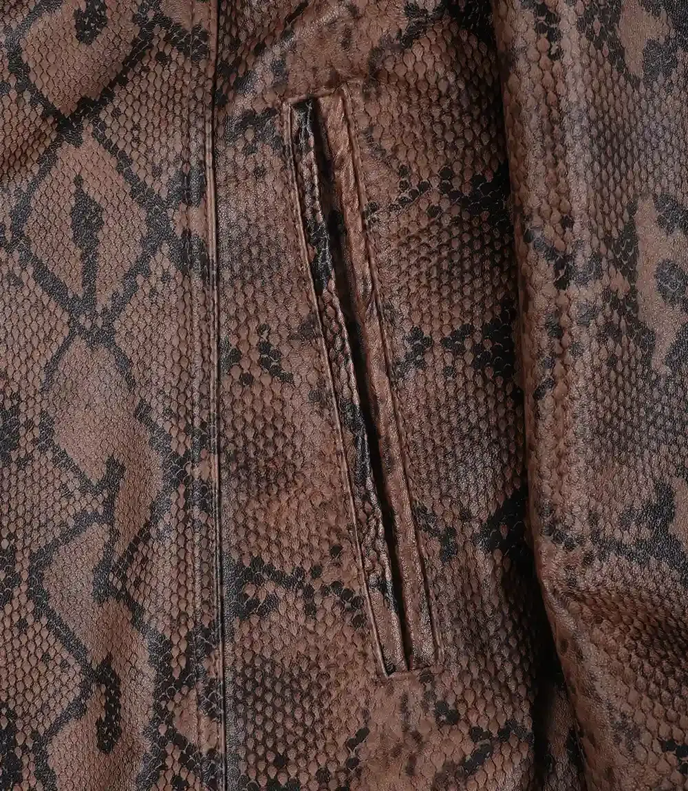 Kathryn Womens Snake Pattern Two Button Cognac Leather Blazer Kathryn Womens Snake Pattern Two Button Cognac Leather Blazer