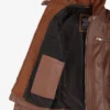 Helen Womens Cognac Leather Jacket with Removable Hood