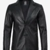 Mens Black Leather Blazer Jacket