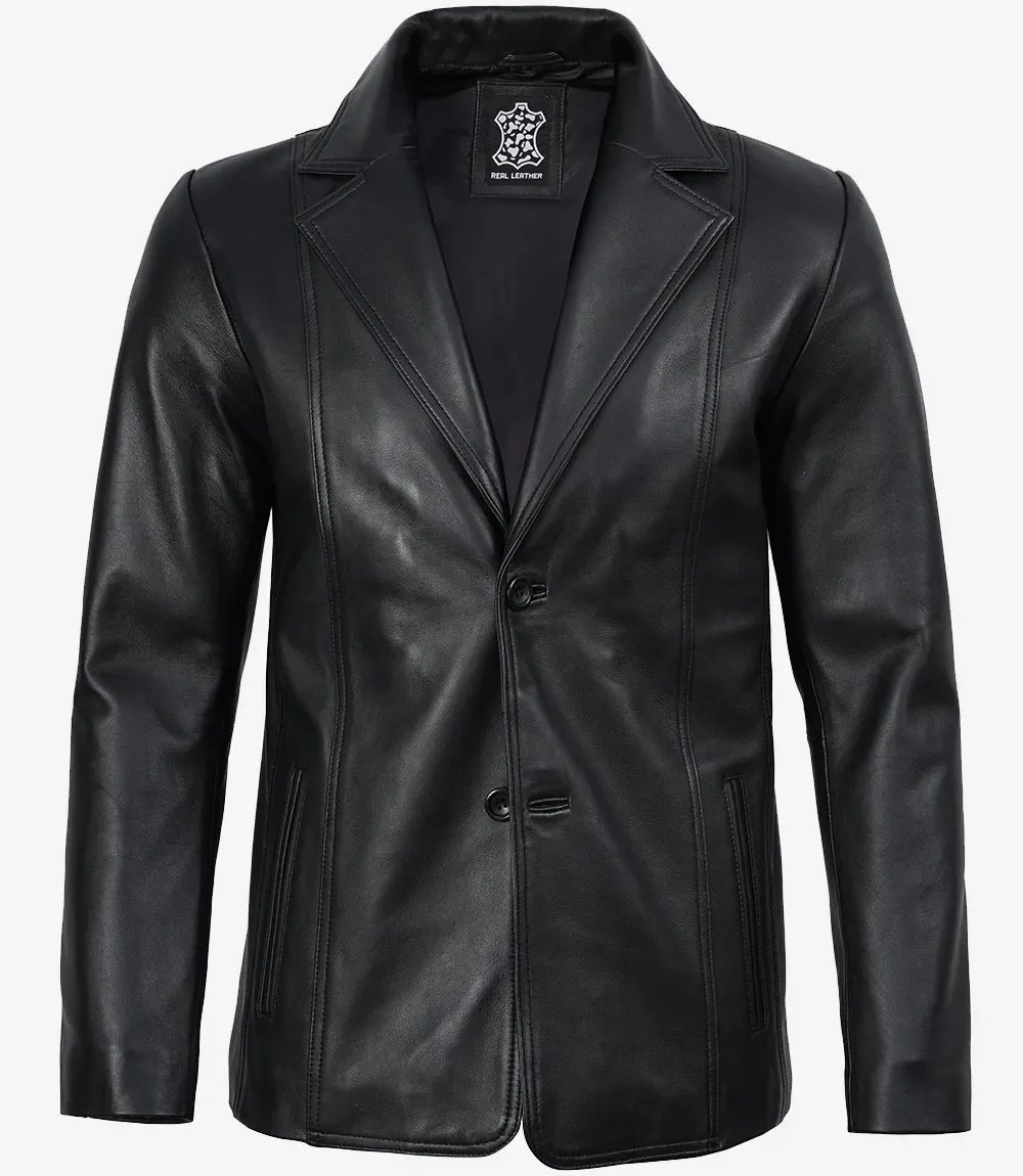 Mens Black Leather Blazer Jacket Mens Black Leather Blazer Jacket