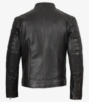 Mens Real Leather Distressed Brown Biker Style Jacket