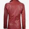Womens Three Button Red Leather Blazer