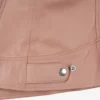 Dodge Light Pink Biker Style Leather Jacket for Women