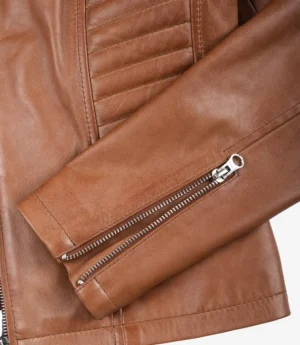 Women's Slim Fit Tan Lambskin Leather Jacket