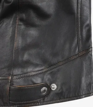 Dodge Womens Distressed Brown Biker Style Leather Jacket
