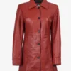 Womens Real Lambskin Leather Red Car Coat