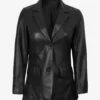 Shannon Women's Two Button Black Leather Blazer