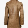 Womens Real Leather Camel Brown Coat