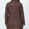 Womens Dark Brown Suede Button Down Coat