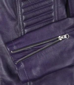 Rachel Womens Purple Biker Style Leather Jacket