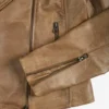 Women's Real Leather Camel Brown Biker Style Jacket