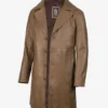 Mens 3/4 Length Lambskin Leather Brown Coat