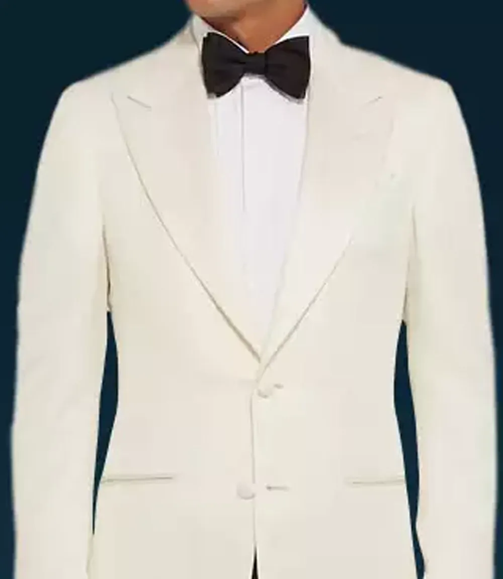 Men's Ivory White Peak Lapel Two Button Dinner Jacket Men's Ivory White Peak Lapel Two Button Dinner Jacket