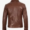 Men's Distressed Brown Biker Style Leather Jacket - Quilted Shoulder