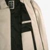 Mens Classic Shirt Collar Beige Harrington Leather Jacket