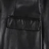 Women's Two Button Black Leather Blazer