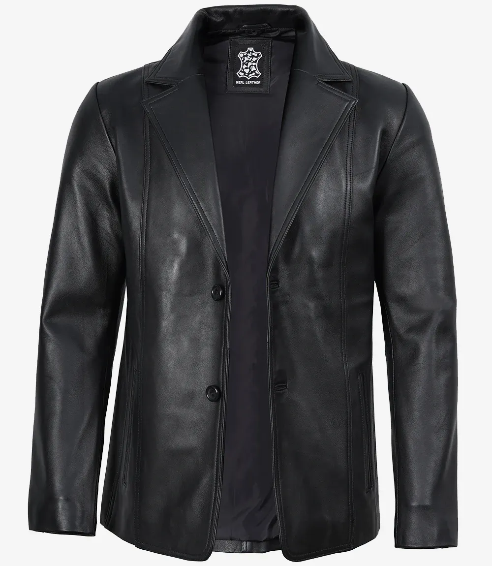 Mens Black Leather Blazer Jacket Mens Black Leather Blazer Jacket
