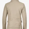 Mens Two Button Beige Leather Blazer - Notch Lapel