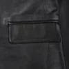 Mens Two Button Black Leather Blazer - Notch Lapel
