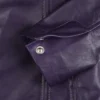 Womens Three Button Purple Leather Blazer
