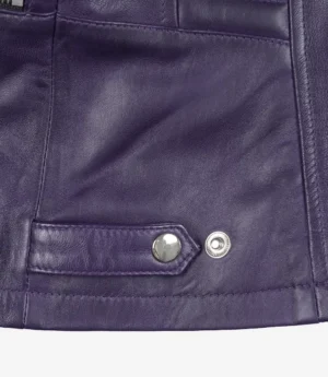 Rachel Womens Purple Biker Style Leather Jacket
